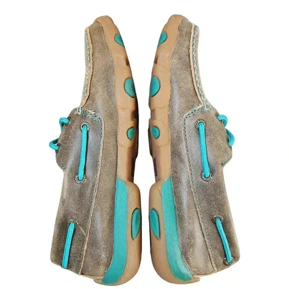 Twisted X Bomber Turquoise Driving Moc Shoes 7 - Picture 7 of 12